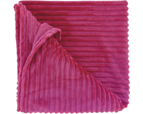 Roze woondeken met een zachte, geribbelde oppervlaktestructuur in corduroy look.