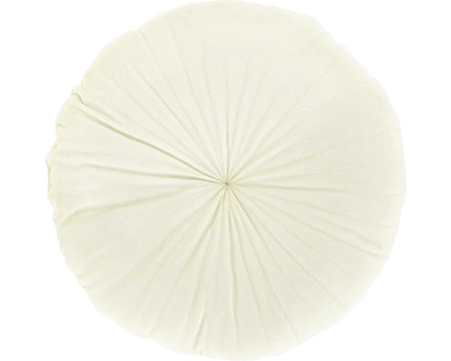 Unique Living Kussen Rondo wit Ø40 cm Rond crèmekleurig sierkussen met radiale plooien en centraal stiksel.
