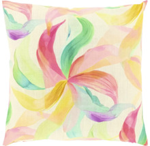 Vierkant sierkussen met kleurrijk abstract bladmotief in aquarellook.