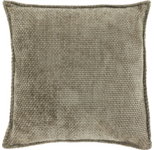 Vierkant sierkussen in beige-grijs met een grove weefstructuur