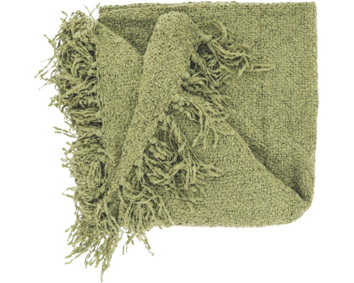 Plaid met franjes van gestructureerde stof in groen.