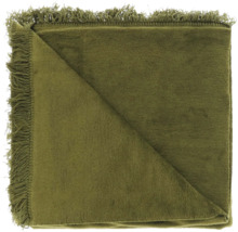 Zacht plaid met franjes, olijfgroen.