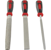 Drie raspen met kunststof handgrepen