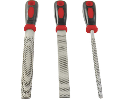 Drie raspen met kunststof handgrepen