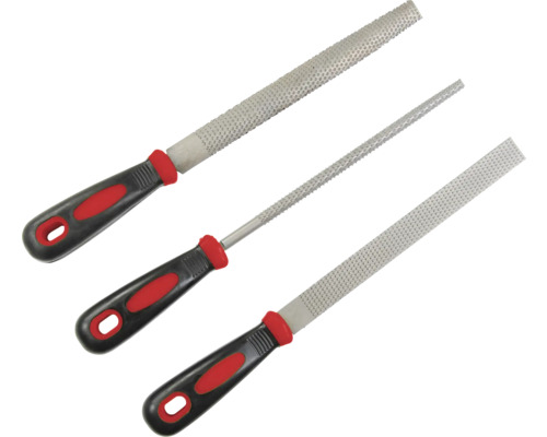 Rasp set met drie verschillende vormen en handgrepen