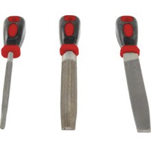 Drie vijlen met handgrepen