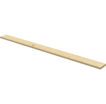 Lange houten plank van licht hout met voorgeboorde gaten.