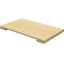 Rechthoekige plank van licht hout met twee dwarslatten aan de onderkant.