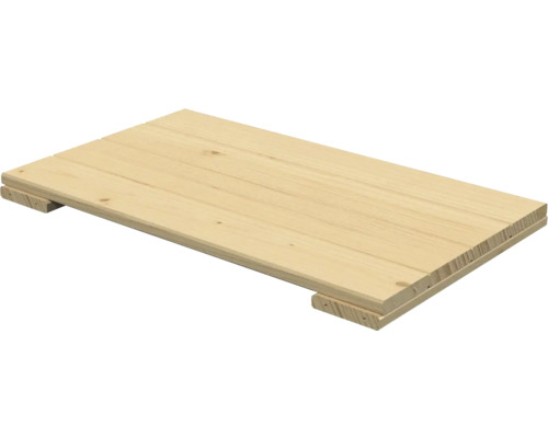 Rechthoekige plank van licht hout met twee dwarslatten aan de onderkant.