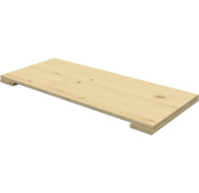 Rechthoekige houten plank van massief hout met twee steunlatten aan de onderzijde.