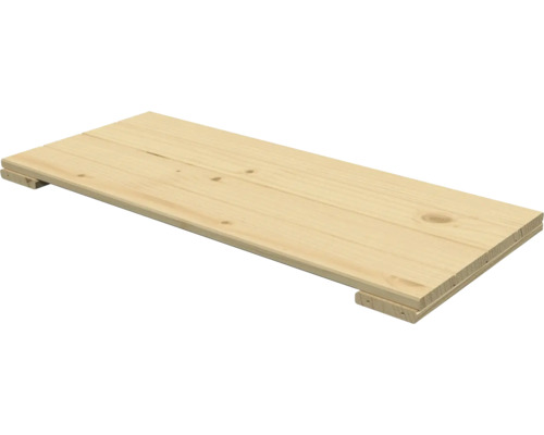 Rechthoekige houten plank van massief hout met twee steunlatten aan de onderzijde.