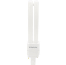 Witte Sylvania compacte fluorescentielamp met twee buizen en 2-pins fitting.