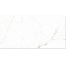 Witte tegel met marmerlook en grijze aders.