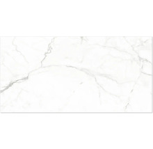 Porcellanato tegel met marmerlook en grijze aders voor vloer en wand.