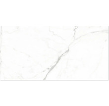 Keramische tegel met marmerlook en grijze aders voor wand en vloer.