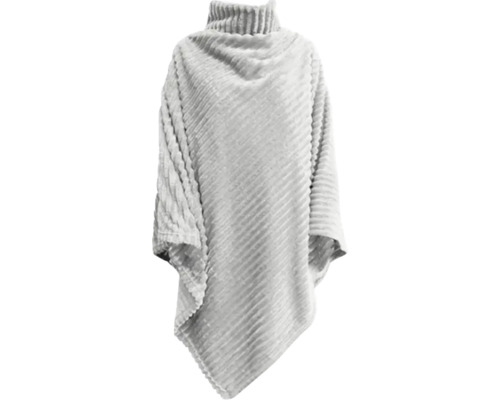 Geribbelde poncho met coltrui van zacht materiaal.