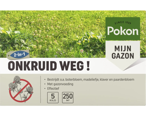 Pokon Mijn Gazon Onkruid Weg! 2-in-1 gazonmeststof en onkruidverdelger, 5 kilogram voor 250 vierkante meter.