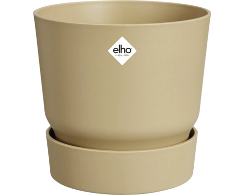 ELHO Bloempot Greenville Kunststof beige Ø 24,5 cm H 23,3 cm Beige ronde bloempot van kunststof met bijpassende schotel en elho Logo.