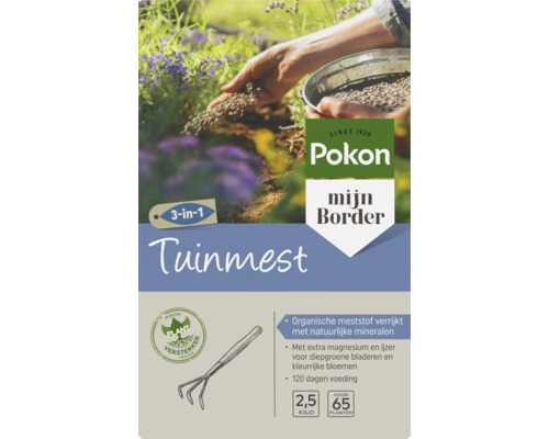 Pokon mijn Border Tuinmest 3-in-1, organische meststof voor borders, 2,5 kilogram voor circa 65 planten, 120 dagen voeding.
