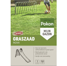 Pokon Graszaad Inzaai, een kilogram voor 50 vierkante meter, voor een sterk en zelfherstellend gazon.