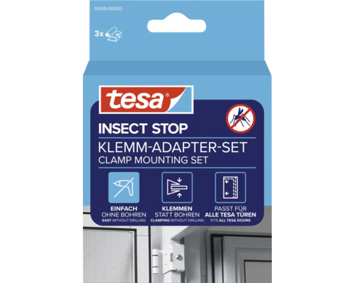 tesa Logo, Insect Stop klemadapterset, 3 stuks, montage zonder boren door klemmen, geschikt voor alle tesa deuren.