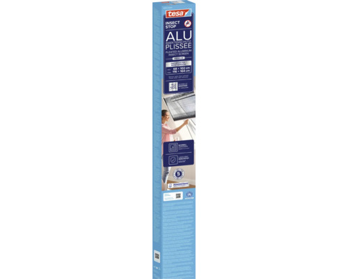 tesa Insect Stop aluminium plissé insectenhor voor dakramen, Premium, wit, antraciet, 68 bij 102 tot 116 bij 164 centimeter.