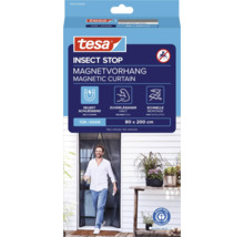 tesa Insect Stop magnetisch gordijn voor deuren in antraciet, 80 bij 200 centimeter, zelfsluitend met Blauwe Engel milieukeurmerk.