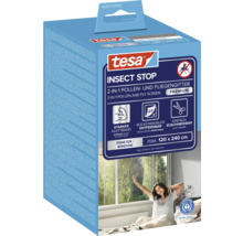 tesa Insect Stop Premium 2 in 1 pollen- en vliegengaas voor ramen tot maximaal 120 bij 240 centimeter in antraciet inclusief klittenband.