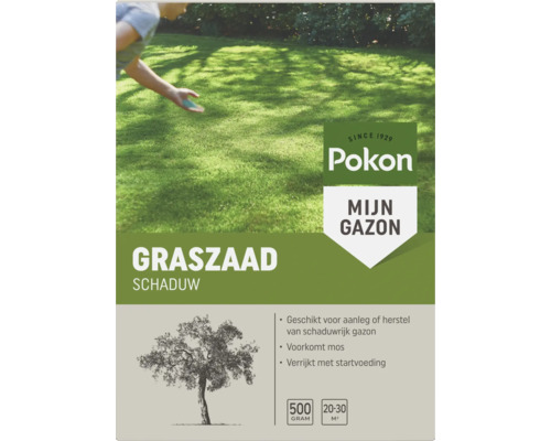 Pokon Graszaad Schaduw, 500 gram verpakking geschikt voor 20 tot 30 vierkante meter gazon.