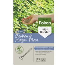 Pokon Beuken- en Hagenmest 3 in 1, 2,5 kilogram, organische meststof met magnesium en ijzer, voor 25 meter, 120 dagen voeding.