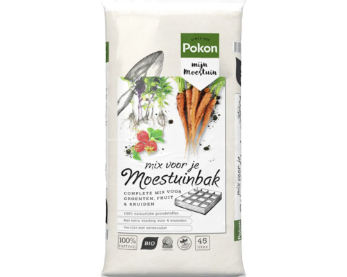 Pokon Mix voor je Moestuinbak, biologisch en turfvrij, 45 liter.