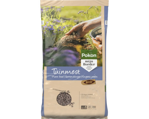 Pokon Bio Tuinmest Mijn Border, 20 kilogram voor 200 vierkante meter, organische meststof in korrelvorm voor 120 dagen voeding.