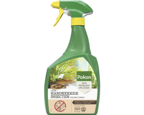 Pokon Bio tegen hardnekkige insecten Polysect spray in een 800 milliliter spuitfles voor planten.