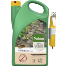 Pokon Onkruidspray 3 liter tegen onkruid in een groene kan met spuitlans voor bestrating, beplanting en moestuin.