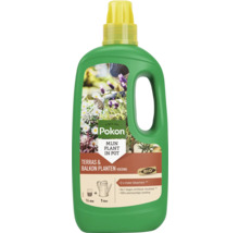 Pokon Logo. Pokon Terras en Balkon Planten Voeding, 1 liter fles, biologische en plantaardige voeding voor potplanten.