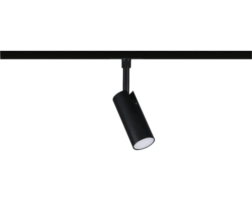 Railverlichting spot in zwart, cilindrisch ontwerp, verstelbaar.