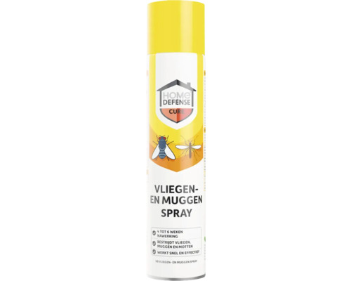 Home Defense Cure vliegen- en muggenspray, spuitbus voor het bestrijden van vliegen, muggen en motten met 4 tot 6 weken nawerking.