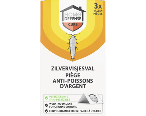 Zilvervisjesval Home Defense Cure, set van 3 stuks, pesticidevrij, werkt 90 dagen, eenvoudig in gebruik.