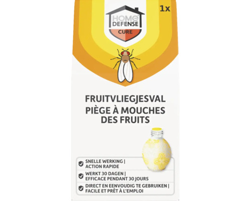 Home Defense Cure fruitvliegjesval, 1 stuk, snelle werking, werkt 30 dagen lang en is eenvoudig te gebruiken.