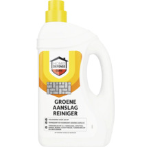 Home Defense Cure Groene Aanslag Reiniger in witte fles met gele dop, voor terrassen en muren, voldoende voor 100 vierkante meter.