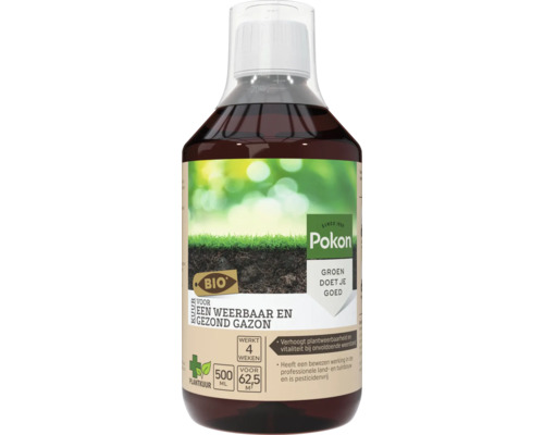 Pokon Bio Gazonkuur voor een weerbaar en gezond gazon, 500 milliliter voor 62,5 vierkante meter, werkt 4 weken.