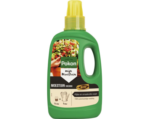 Pokon Bio Moestuinvoeding, vloeibare plantenvoeding voor groenten en kruiden, 1 liter fles, 100 procent plantaardig.