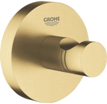 Grohe handdoekhaak met ronde muurrozet en cilindrische haak, afwerking in geborsteld goud.