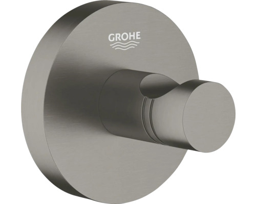 Grohe badjashaak van geborsteld metaal met ronde rozet.