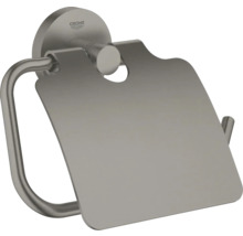 Grohe toiletrolhouder met klep van geborsteld metaal voor wandmontage, Grohe Logo.