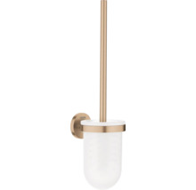 GROHE toiletborstelgarnituur met wandhouder, borstelsteel van geborsteld metaal in goudlook, houder van mat glas, GROHE Logo.