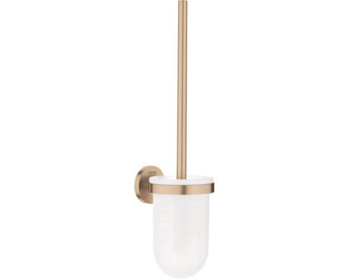 GROHE Toiletborstelset Start brushed warm sunset GROHE toiletborstelgarnituur met wandhouder, borstelsteel van geborsteld metaal in goudlook, houder van mat glas, GROHE Logo.