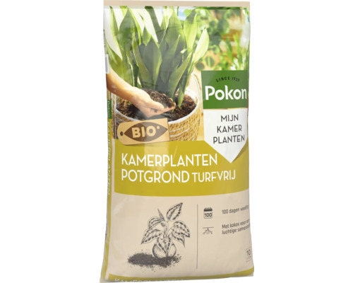 Pokon Bio Kamerplanten Potgrond turfvrij, 10 liter, met 100 dagen voeding en kokos voor een luchtige structuur.