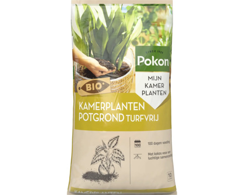 Pokon Bio Kamerplanten Potgrond turfvrij, 10 liter, met kokosvezel en voeding voor 100 dagen.