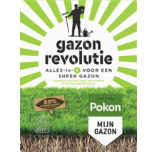 Pokon Gazon Revolutie, 1 kilogram graszaden, meststoffen en bodemverbeteraar voor 20 vierkante meter, 50 procent dikker gazon na 35 dagen.